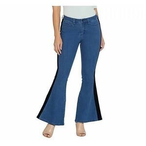 G.I.L.I. NEW $108 Flare Leg Denim Jean w/ Velvet Trim Medium Wash Size 0